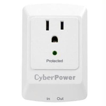 Cyberpower Outlet Tap, Surge, Wall Tap, 5-15R, 5-15P, 0 ft., White CSP100TW